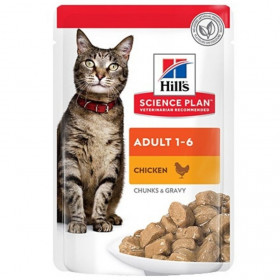 Hills Science Plan™ Feline Adult Chicken - Пауч (малки късчета в сос Грейви) за котенца над 1 годишна възраст с пиле 85гр